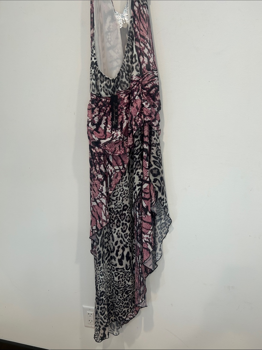 Dolls kill Y2K Paris Pink and Black Animal Print mesh Halter Maxi Dress medium - Picture 8 of 8